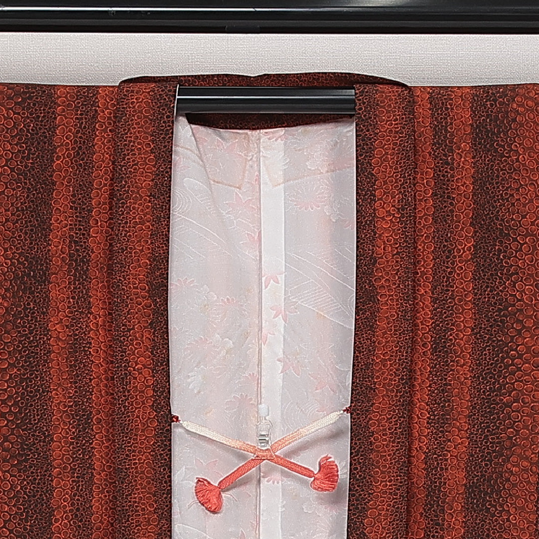 羽織 袷 身丈78cm 裄丈64cm 正絹 Aランク カジュアル Mサイズ 紐あり 創作柄 朱系 HP 1232-13852