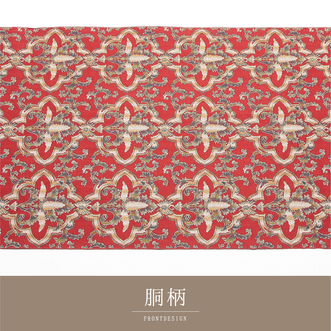 八寸名古屋帯 Sランク 帯丈330cm 正絹 全通 松葉仕立て 染め インフォーマル 更紗 唐草華文 赤系 LP 1245-01873