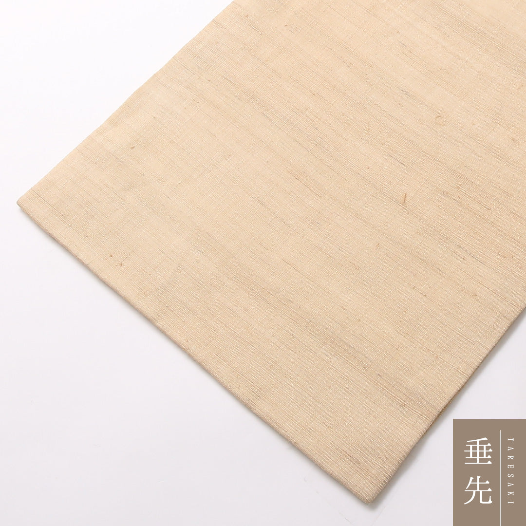 九寸名古屋帯 Cランク 帯丈363cm 正絹 ポイント柄 名古屋仕立て 染め カジュアル 紬 植物柄 ベージュ系 GP 1245-02991