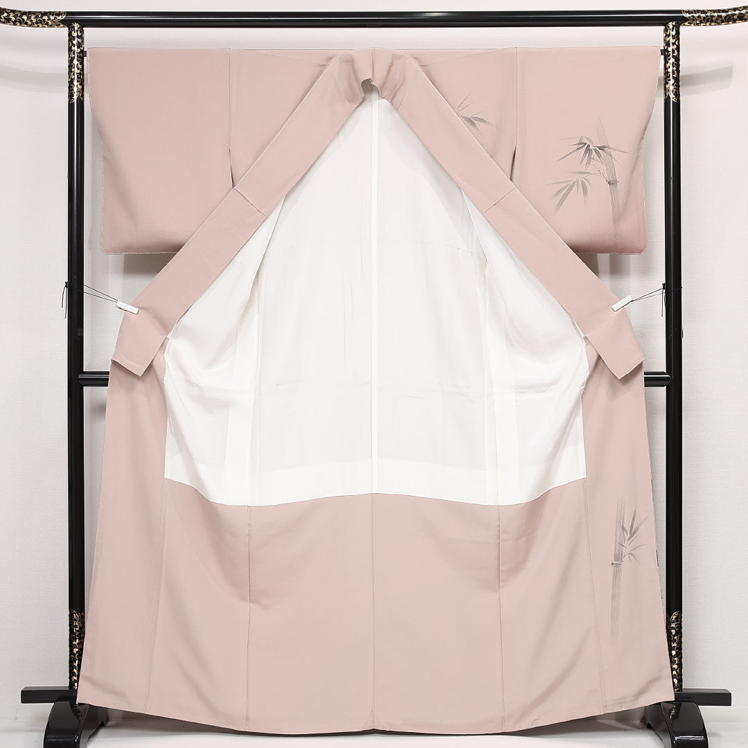 未使用品 訪問着 袷 身丈165cm 裄丈66cm 正絹 Nランク セミフォーマル 広衿 XLサイズ 泉山 作家物 落款 しつけ糸 ピンク系 PO 1217-13248