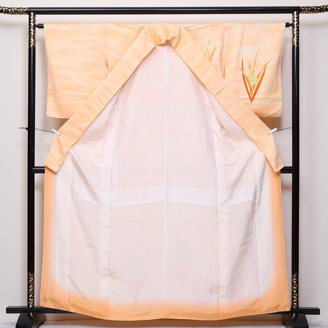 付下げ 袷 身丈160cm 裄63cm 正絹 ぼかし 菖蒲 Aランク 1212-00677