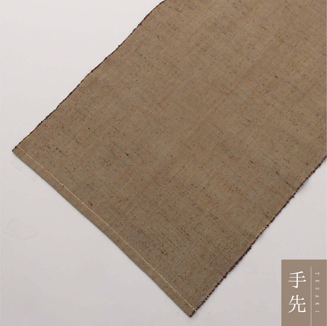 八寸名古屋帯 Sランク 帯丈338cm 正絹 全通 開き仕立て 織り カジュアル 紬 創作柄 黄系 RP 1245-02235