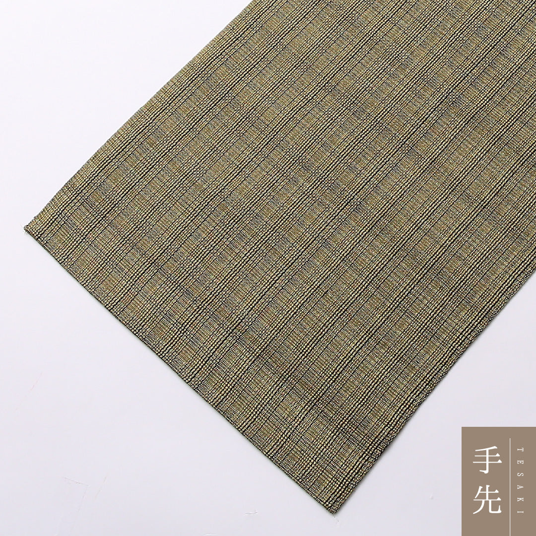 袋帯 帯丈452cm 六通 セミフォーマル Sランク ポリエステル 経錦 金箔 創作柄 モダン シンプル グレー系 1223-01522