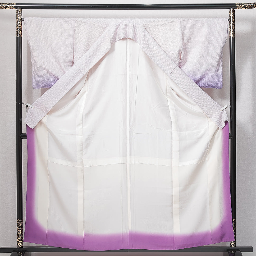付下げ（総絞り） 袷 身丈159cm 裄丈67cm 正絹 Cランク Mサイズ 広衿 フォーマル 白系 紫系 1261-14965