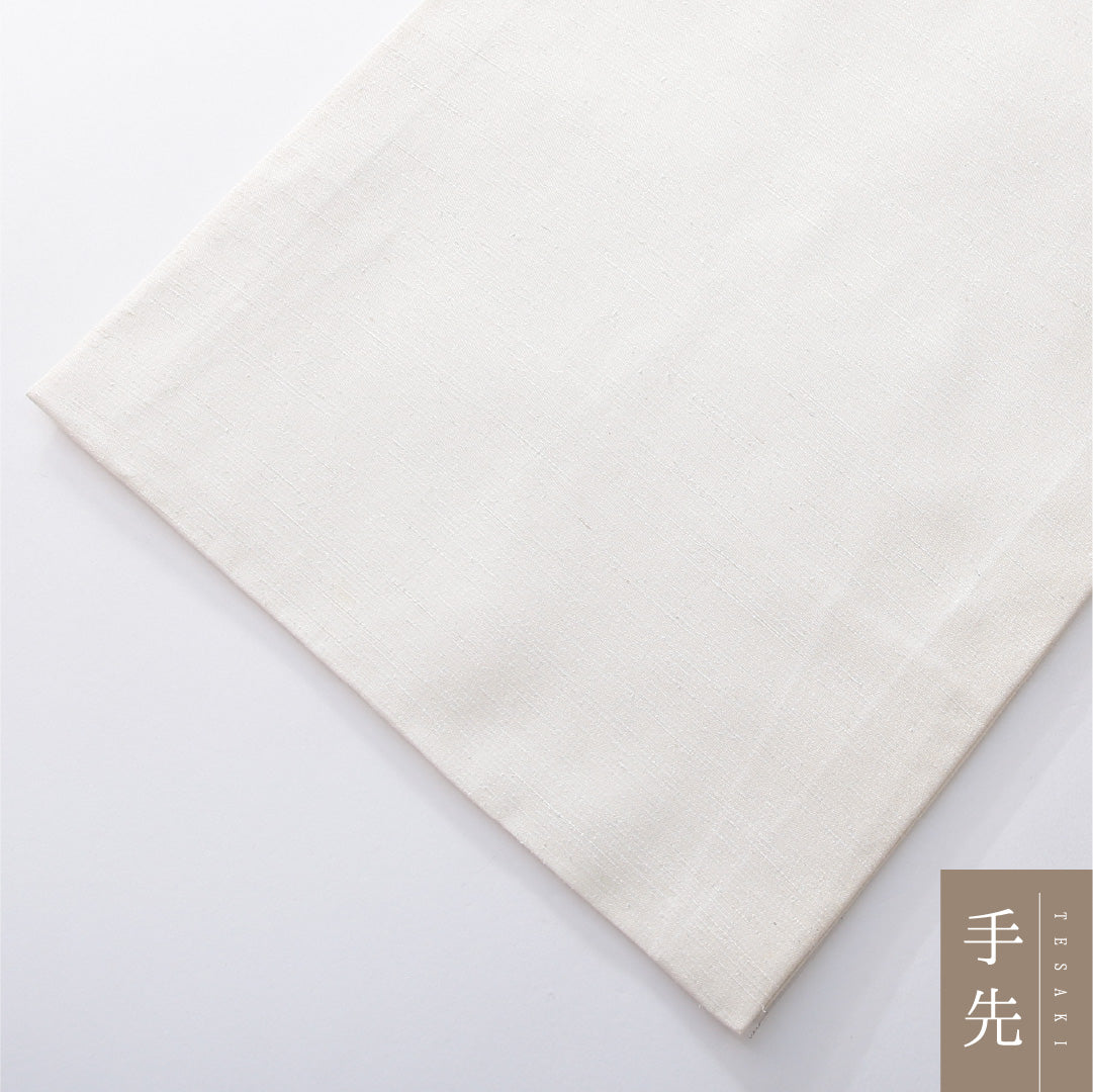 九寸名古屋帯（紬） 帯丈362cm カジュアル 開き仕立て ポイント柄 Bランク 正絹 風景柄 クリーム系 白系 1224-03934