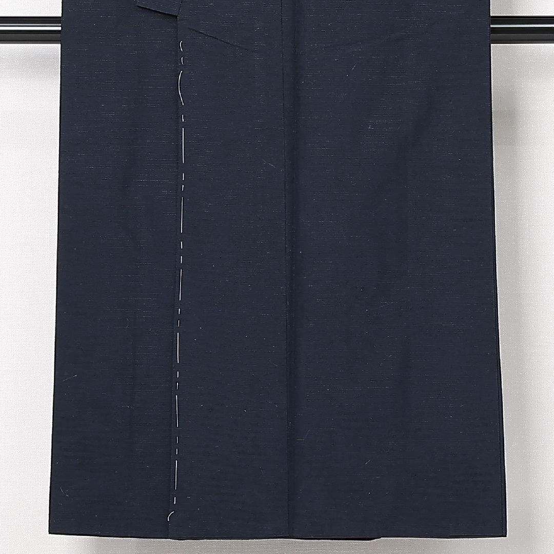男着物 袷 身丈145cm 裄丈71cm 正絹 Sランク カジュアル 棒衿 Lサイズ 無地 紺系 RP 1224-13005