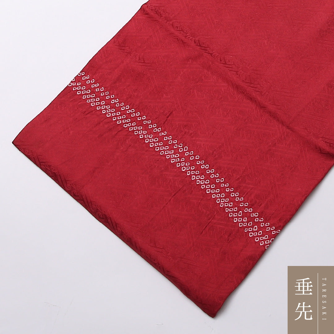 名古屋帯 ポイント柄 帯丈362cm カジュアル Sランク 正絹 絞り 竹 古典的 可愛らしい 赤系 1224-02673