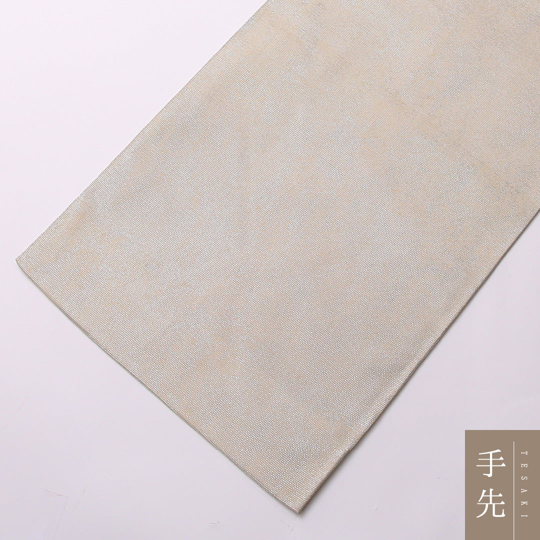 袋帯（切嵌め） 帯丈428cm 正絹 ポイント柄 インフォーマル 秋草文 クリーム系 グレー系 1243-01555