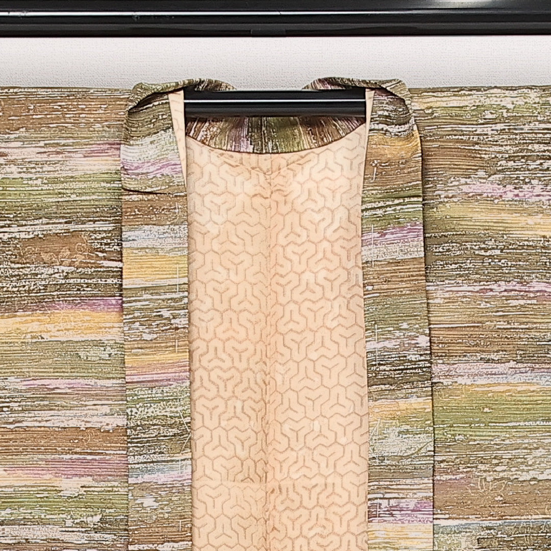 道行コート 袷 身丈70cm 裄丈66cm 正絹 Dランク インフォーマル Mサイズ 創作柄 緑系 LP 1237-13720