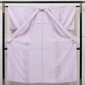 小紋 単衣 身丈148cm 裄61cm ピンク系 笹 正絹 Bランク 1215013584113