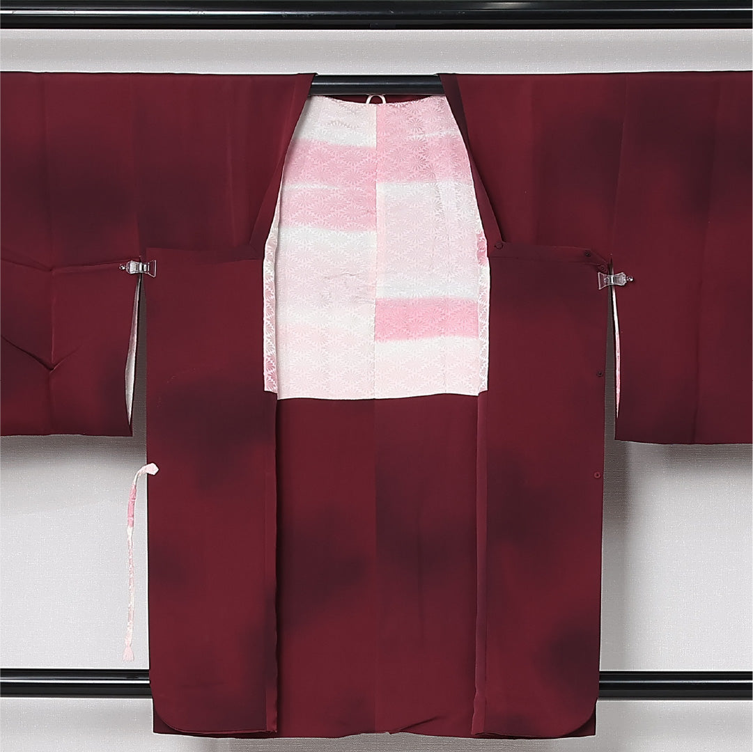 道行コート 袷 身丈85cm 裄丈65cm 正絹 Sランク セミフォーマル Mサイズ ぼかし染 刺繍 ポケットあり 菊 紫系 RP 1237-12885
