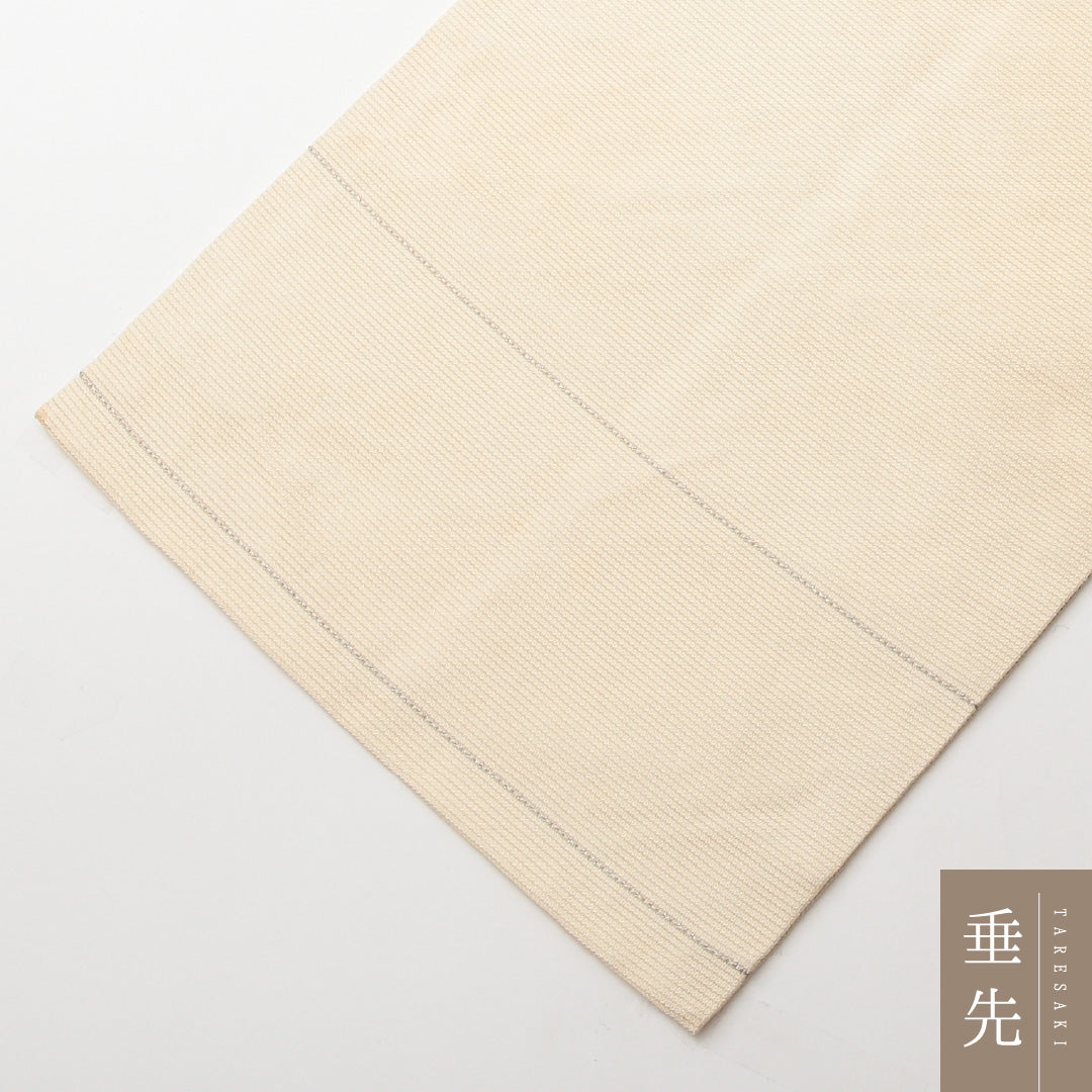 九寸名古屋帯 （夏帯） Cランク 帯丈371cm 正絹 ポイント柄 名古屋仕立て 織り インフォーマル 綴れ織 椿 クリーム系 RP 1245-02174