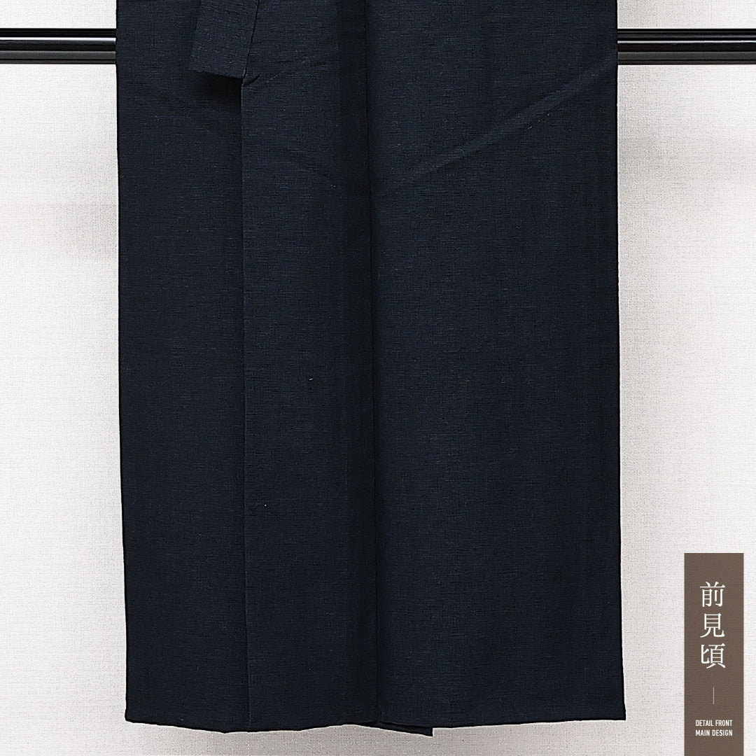 アンサンブル 洗える着物 ウールの男着物 単衣 身丈94cm 裄丈32cm ウール Sランク カジュアル 棒衿 XSサイズ 無地 紺系 RP 1224-14195