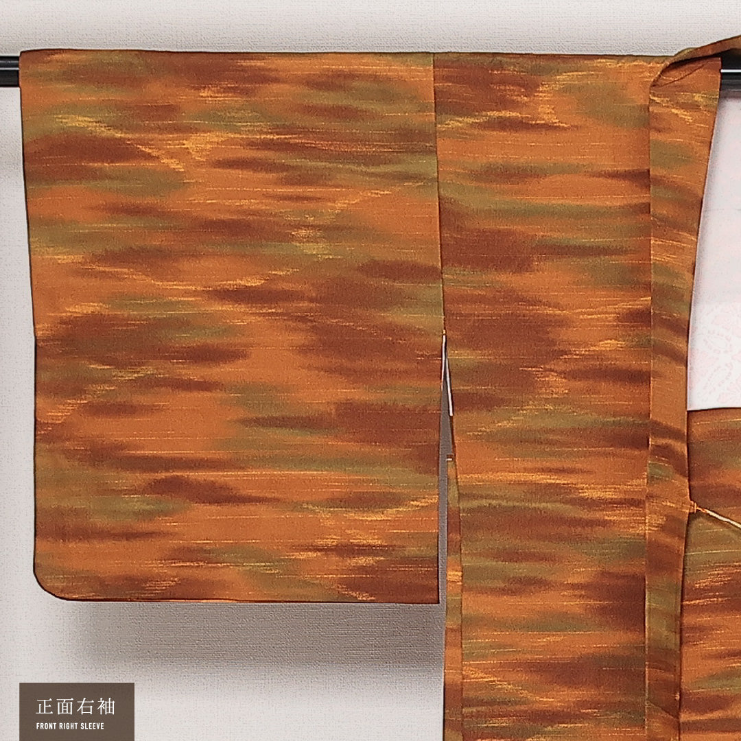 洗える着物 羽織 袷 身丈74cm 裄丈65cm ポリエステル Sランク カジュアル Mサイズ 紐あり 創作柄 朱系 RP 1232-13930