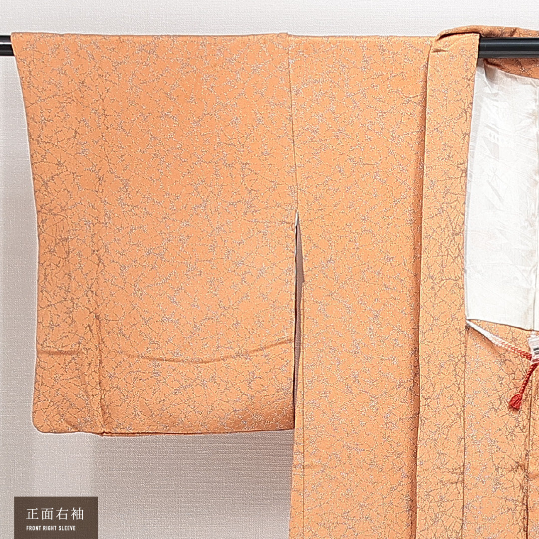 羽織（お召） 袷 身丈82cm 裄丈64cm 正絹 Aランク Mサイズ カジュアル 紐あり 山 松 漆糸 朱系 1217-14851