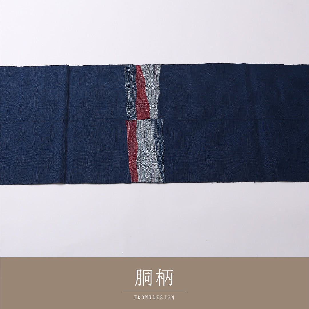 名古屋帯 紬地 ポイント柄 帯丈352cm カジュアル Sランク 正絹 ふくれ織 創作柄 現代的 遊び心 青系 1224-02689