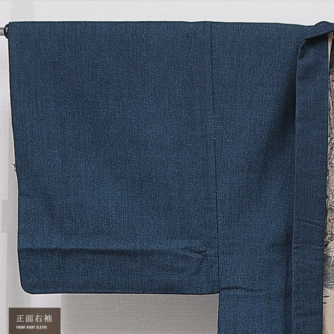 洗える着物 ウールの羽織 男性用 袷 身丈82cm 裄丈68cm ウール Cランク カジュアル Mサイズ 無地 紺系 LP 1235-15770