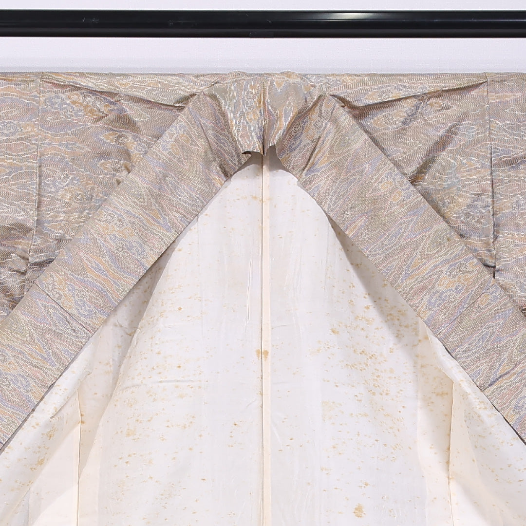 付下げ 袷 身丈152cm 裄丈62cm 正絹 Cランク インフォーマル バチ衿 Sサイズ 汕頭刺繍 麻の葉 ピンク系 M4 1218-11626