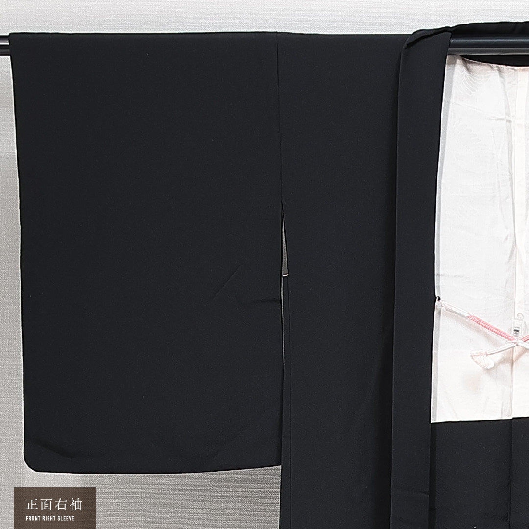 黒羽織 袷 身丈82cm 裄丈62cm 正絹 Sランク Sサイズ インフォーマル 紐あり 絵羽羽織 蕾 黒系 1217-14765