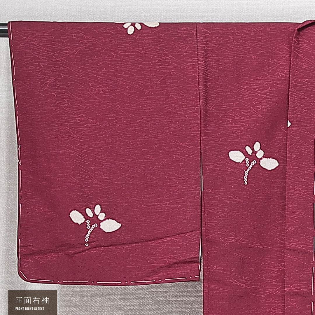 羽織 袷 身丈79cm 裄丈64cm 正絹 Aランク カジュアル Mサイズ 植物柄 赤系 HP 1232-14717