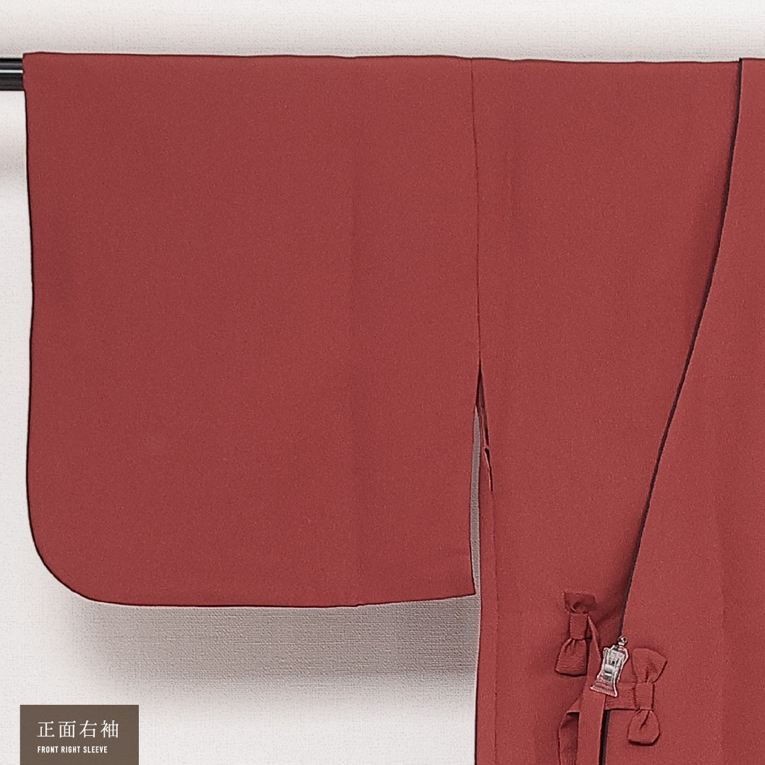洗える着物 道中着 袷 身丈83cm 裄丈67cm ポリエステル Sランク セミフォーマル Mサイズ 辻が花調 花柄 朱系 RP 1236-13899