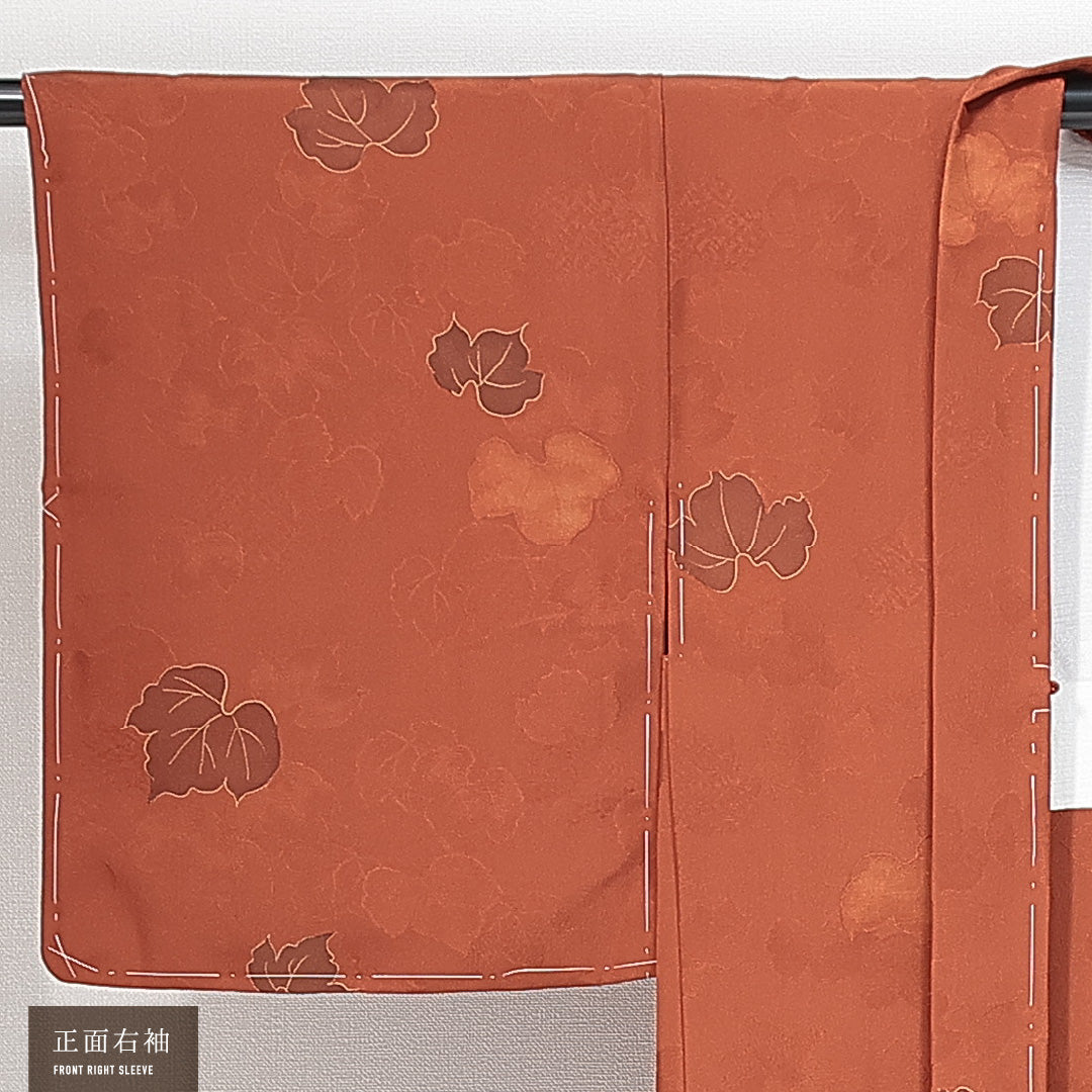 未使用品 羽織 袷 身丈78cm 裄丈62cm 正絹 Sランク カジュアル Sサイズ しつけ糸 葡萄 茶系 RP 1232-14743