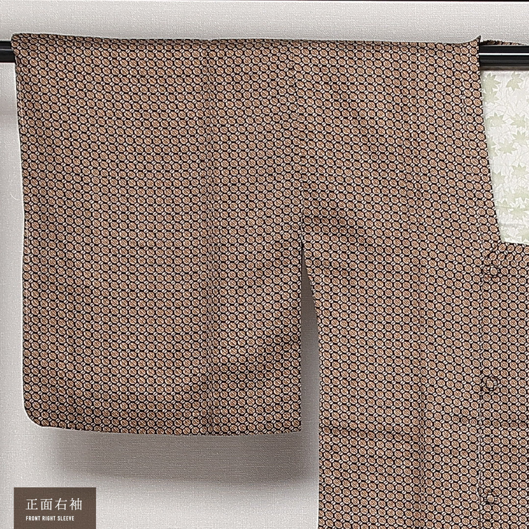 道行コート 袷 身丈88cm 裄丈62cm 正絹 Sランク セミフォーマル Sサイズ ポケットあり コーヒー豆 赤系 RP 1237-13737