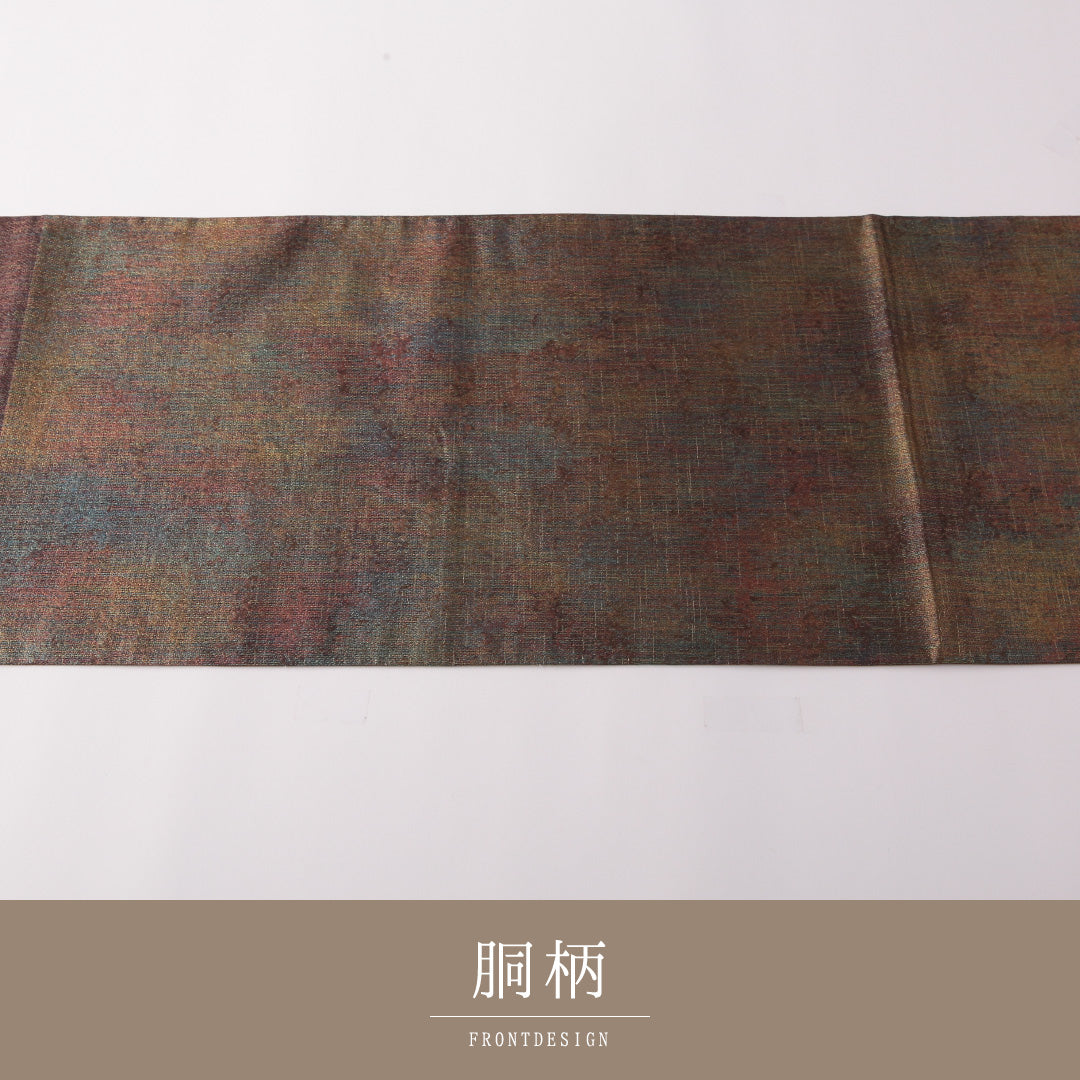 袋帯 帯丈444cm 正絹 六通 インフォーマル 抽象柄 多色系 金系 1243-01781