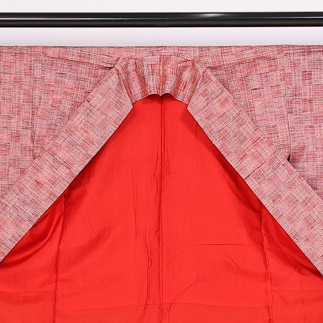 紬 身丈160cm 裄丈53cm Sランク 袷 正絹 広衿 市松 真綿紬 1216-10126