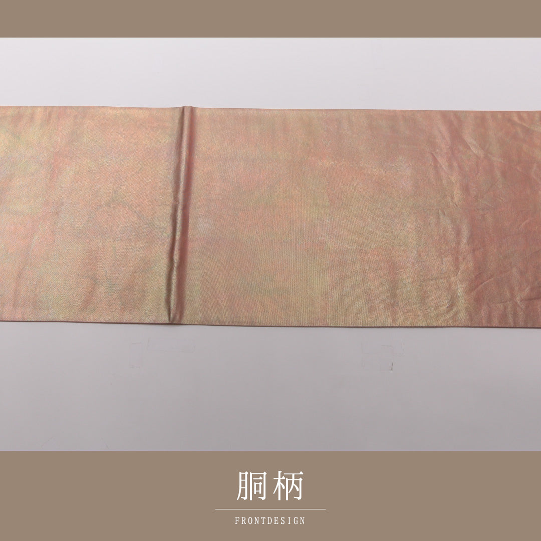袋帯 帯丈436cm 正絹 六通 インフォーマル 抽象柄 ピンク系 1243-01445