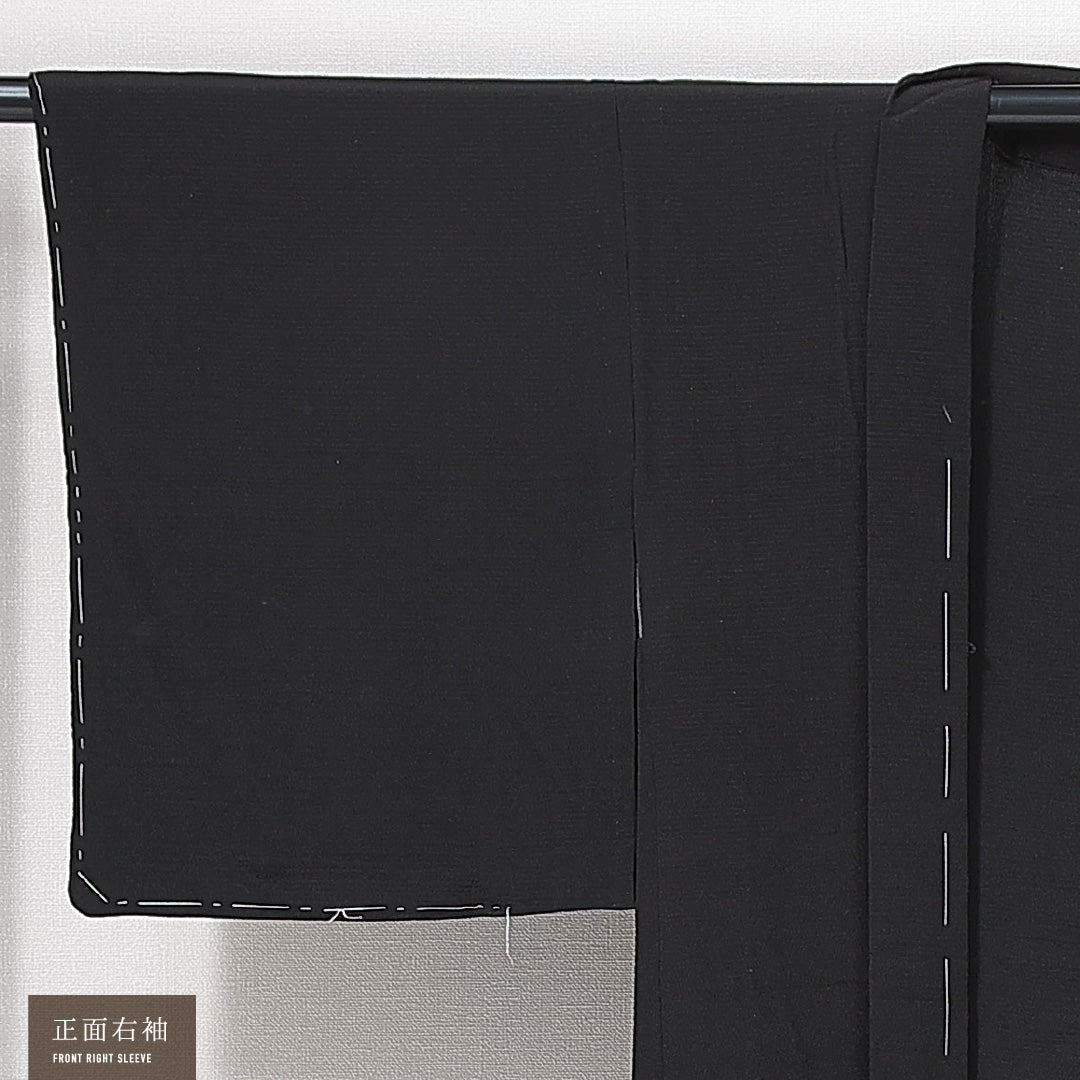 未使用品 黒羽織 単衣 身丈80cm 裄丈60cm 正絹 Nランク 一つ紋 (五三桐) セミフォーマル Sサイズ しつけ糸 無地 黒系 RP 1233-14683