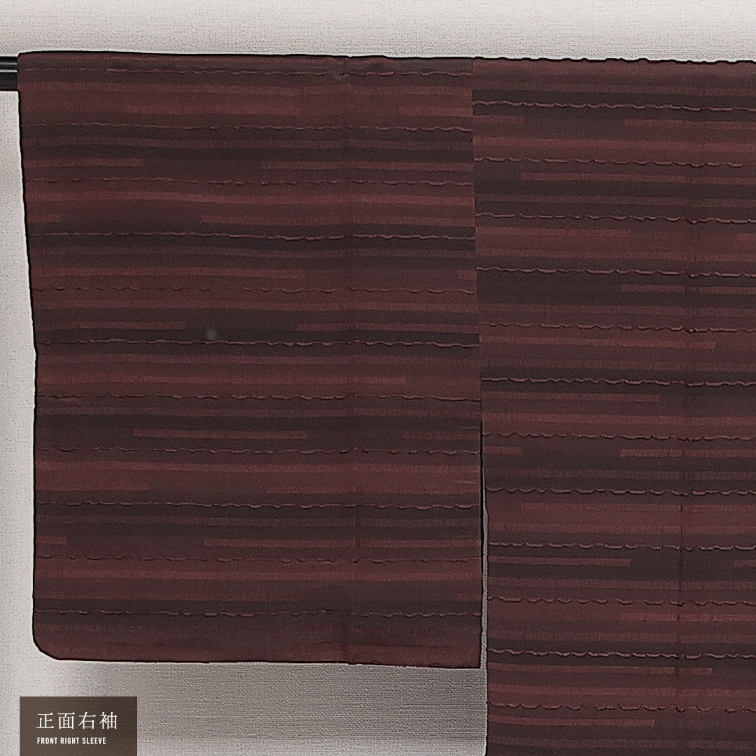 洗える着物 道行コート 袷 身丈87cm 裄丈64cm ポリエステル Sランク セミフォーマル Mサイズ ふくれ織 ポケットあり 創作柄 茶系 RP 1237-13839