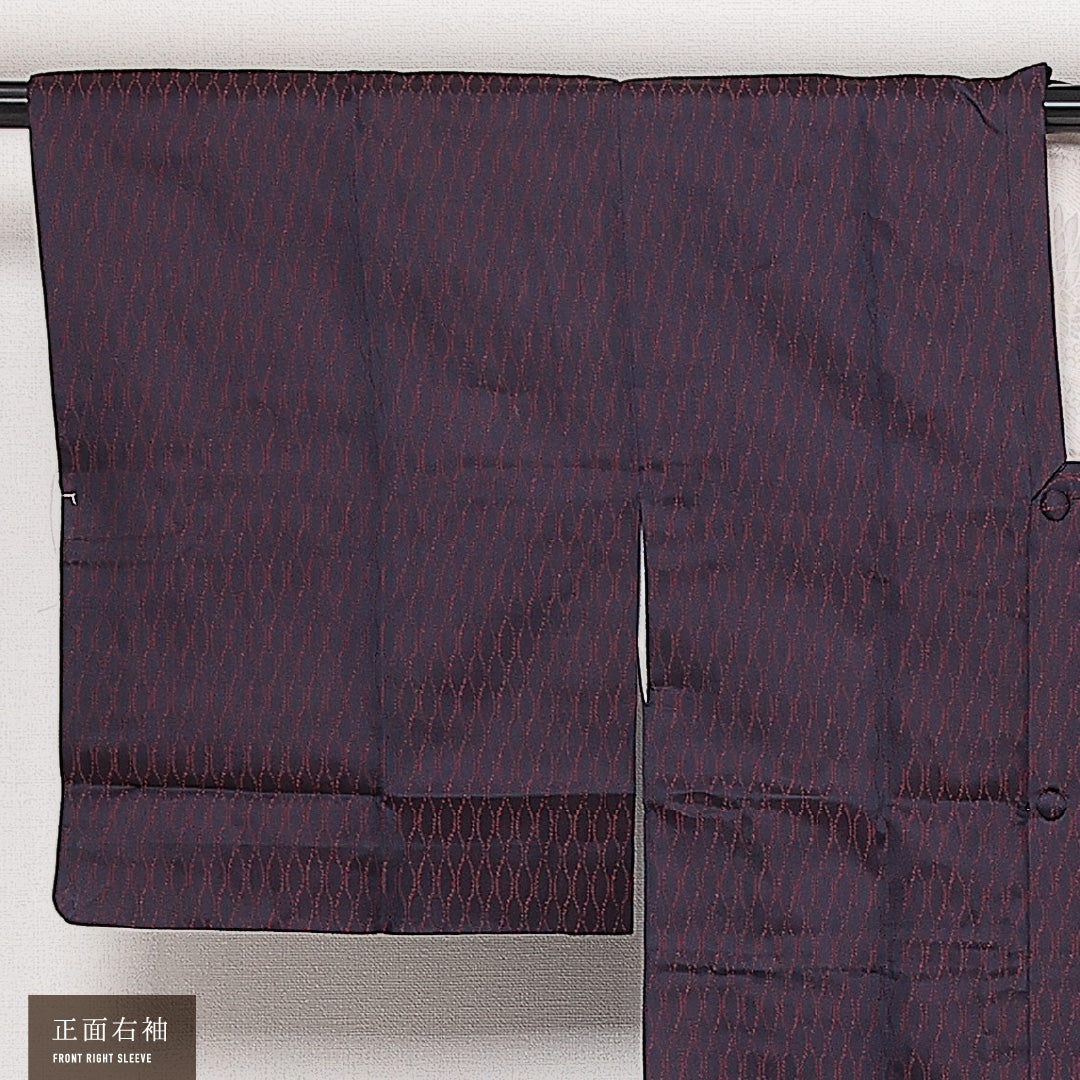 道行コート 単衣 身丈115cm 裄丈61cm 正絹 Sランク セミフォーマル Sサイズ 立涌 紫系 RP 1237-13924