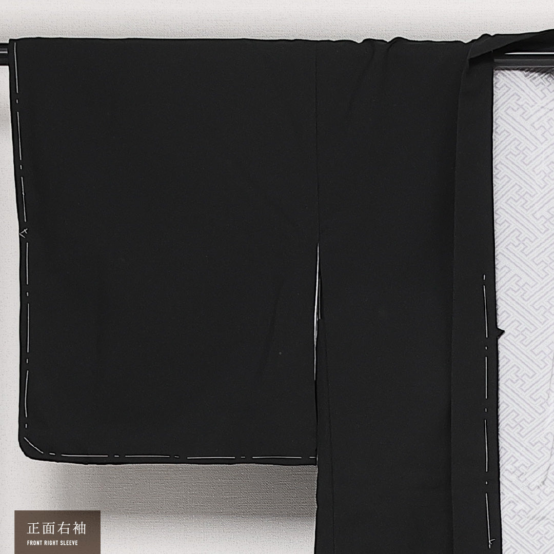 洗える着物 黒羽織 袷 身丈77cm 裄丈65cm ポリエステル Sランク インフォーマル Mサイズ 御所車 黒系 RP 1233-13724