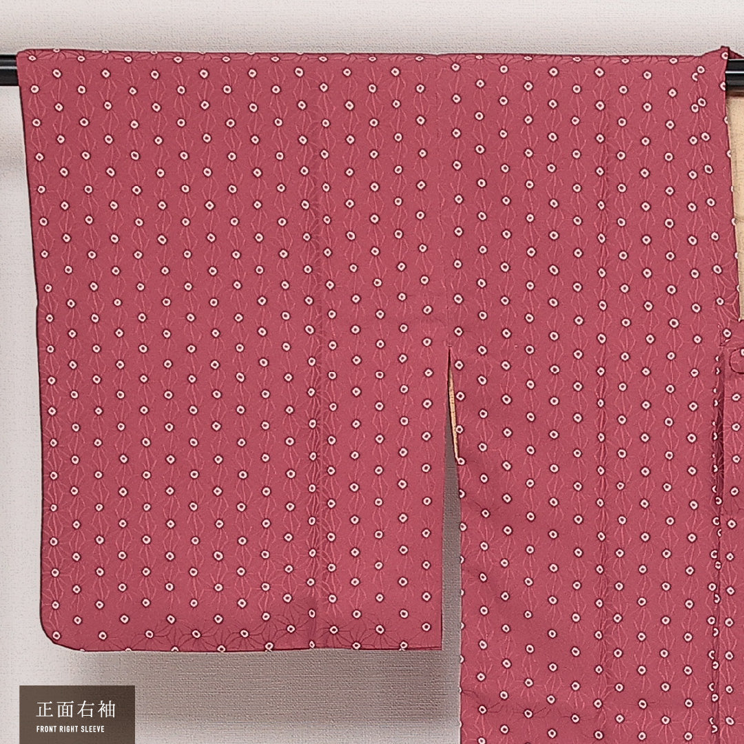道行コート 袷 身丈80cm 裄丈63cm 正絹 Aランク フォーマル Sサイズ ポケットあり 麻の葉 ピンク系 RP 1237-13950