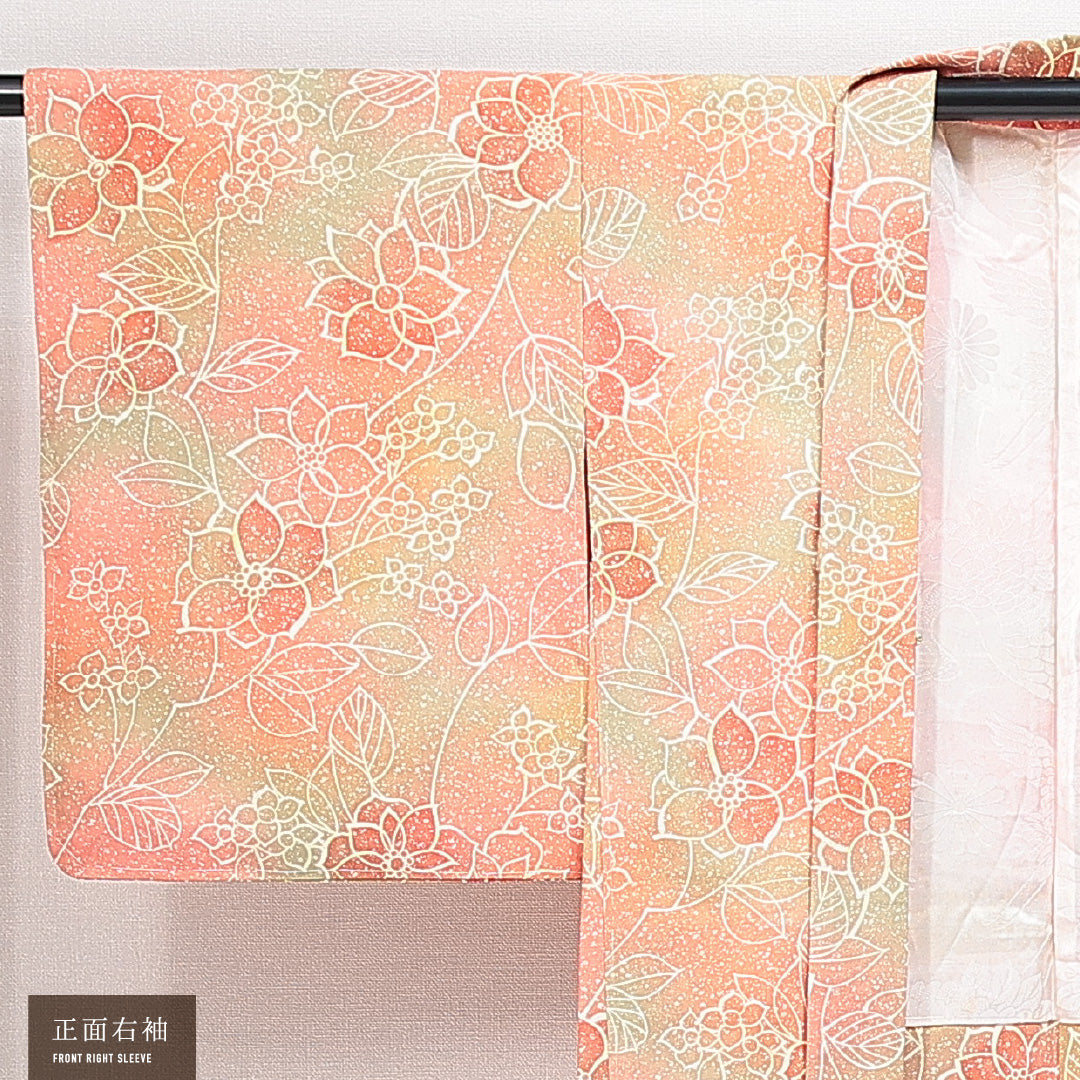 羽織 袷 身丈75cm 裄丈62cm 正絹 Cランク カジュアル Sサイズ 花柄 多色系 HP 1232-14850