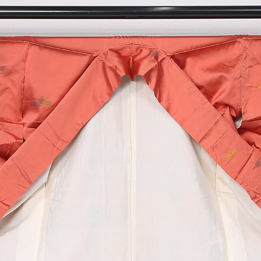 小紋 袷 身丈158cm 裄丈63cm 正絹 Bランク インフォーマル 広衿 Mサイズ 燕 朱系 GP 1221-11933