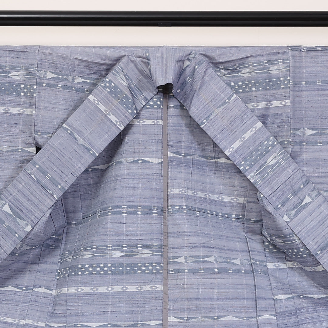 紬 単衣 身丈163cm 裄62.5cm 正絹 青系 Bランク 1216-01191