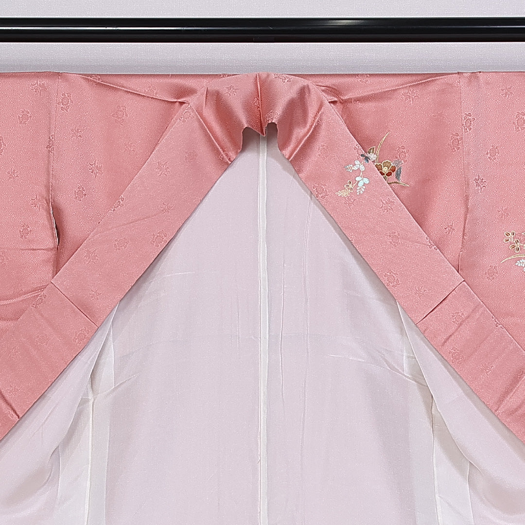 訪問着 身丈164cm 裄丈62.5cm 正絹 Sランク 袷 広衿 蝶 橘 菊 紋意匠 金彩 1212-10364