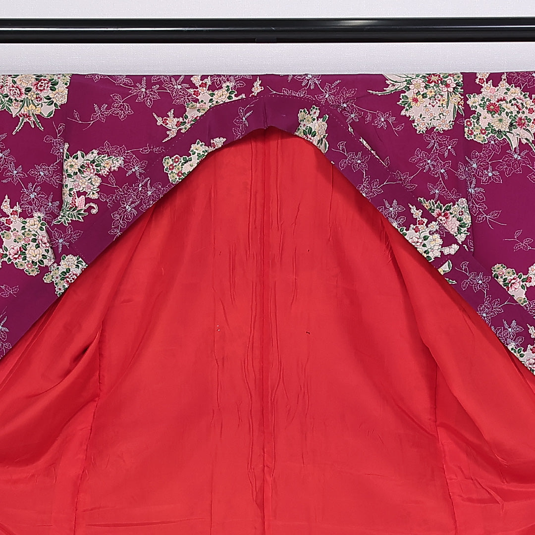 アンティーク 小紋 身丈147cm 裄丈61cm Cランク 袷 正絹 バチ衿 錦紗 1215-10021