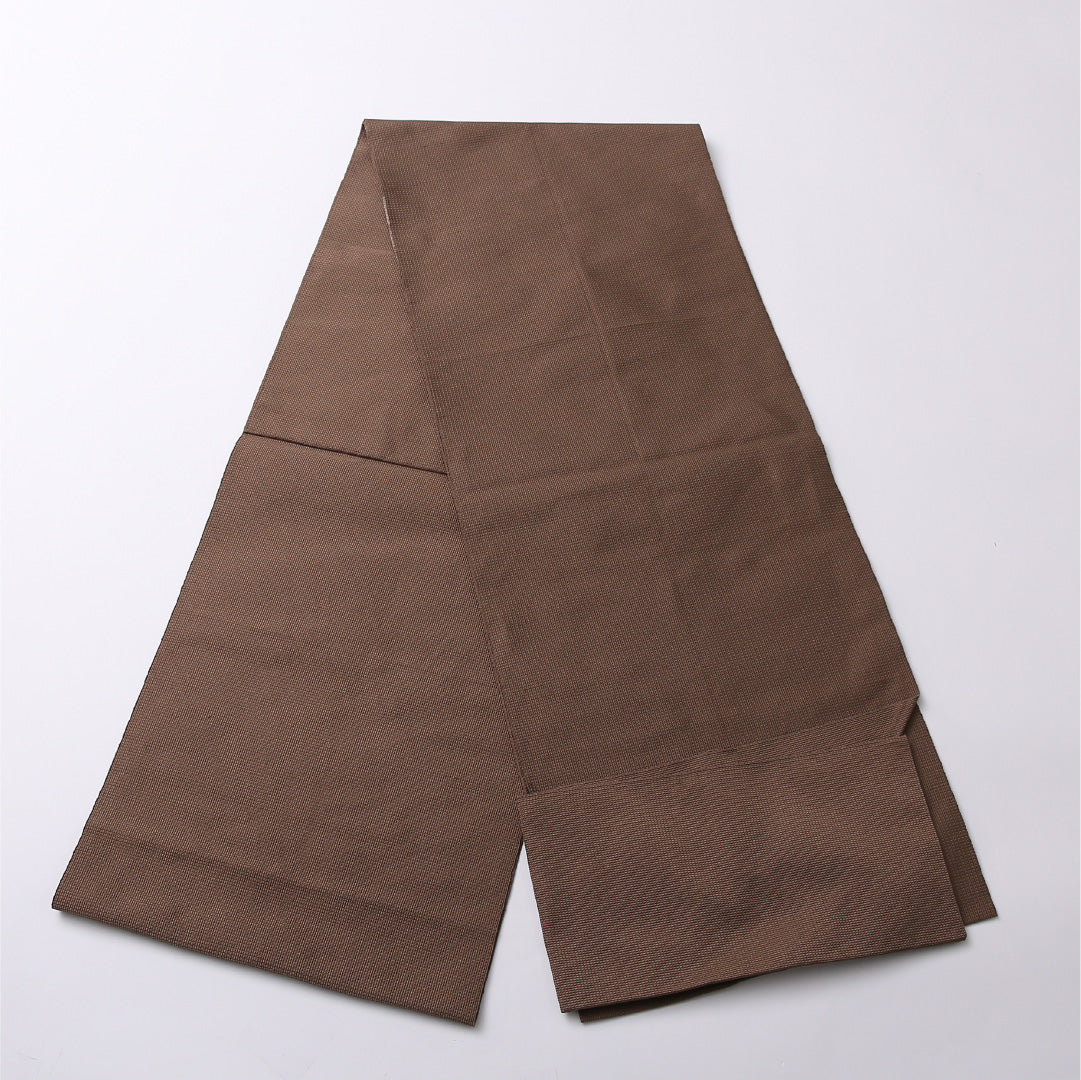 八寸名古屋帯 Aランク 帯丈363cm 正絹 ポイント柄 松葉仕立て 織り カジュアル 椿 茶系 LP 1245-02630