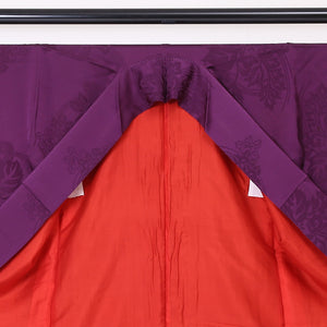 アンティーク 訪問着 袷 身丈154cm 裄63.5cm 正絹 紫系 Bランク 部分絞り 花菱 一つ紋 1212-00504