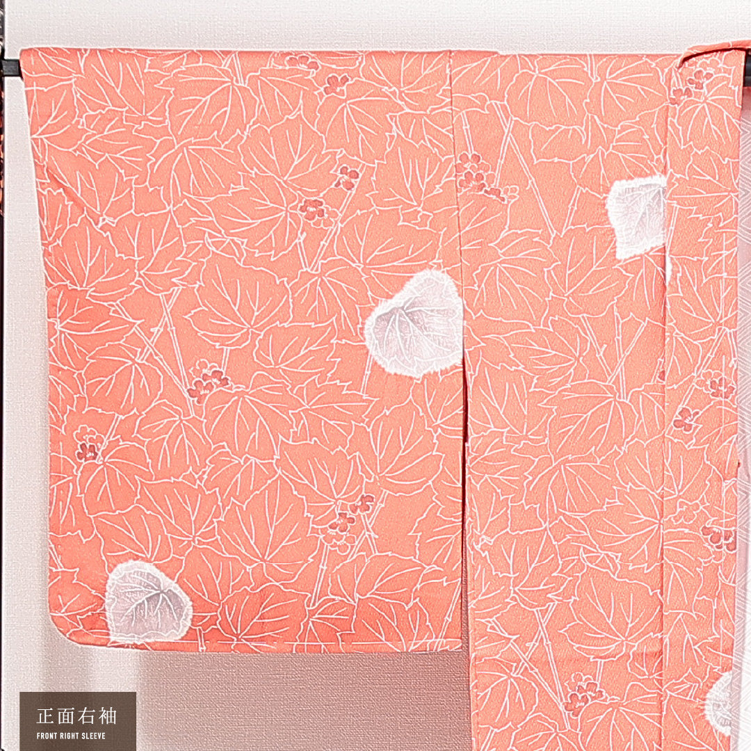未使用品 羽織 袷 身丈92cm 裄丈65cm 正絹 Nランク カジュアル Mサイズ しつけ糸 葵 ピンク系 RP 1232-14697
