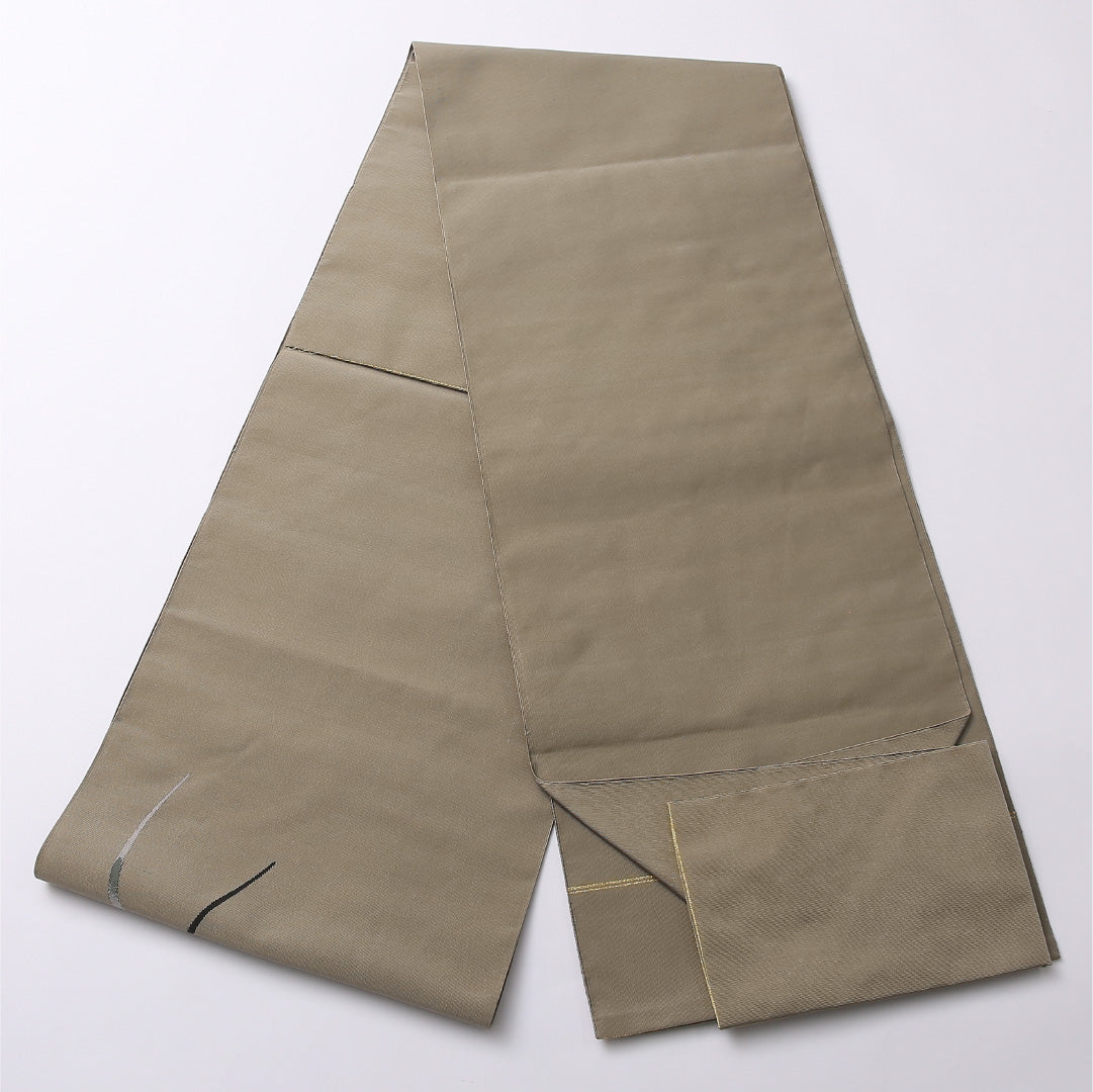 名古屋帯 ポイント柄 帯丈349cm カジュアル Cランク 正絹 綴れ織 上品 しとやか グレー系 1224-02633