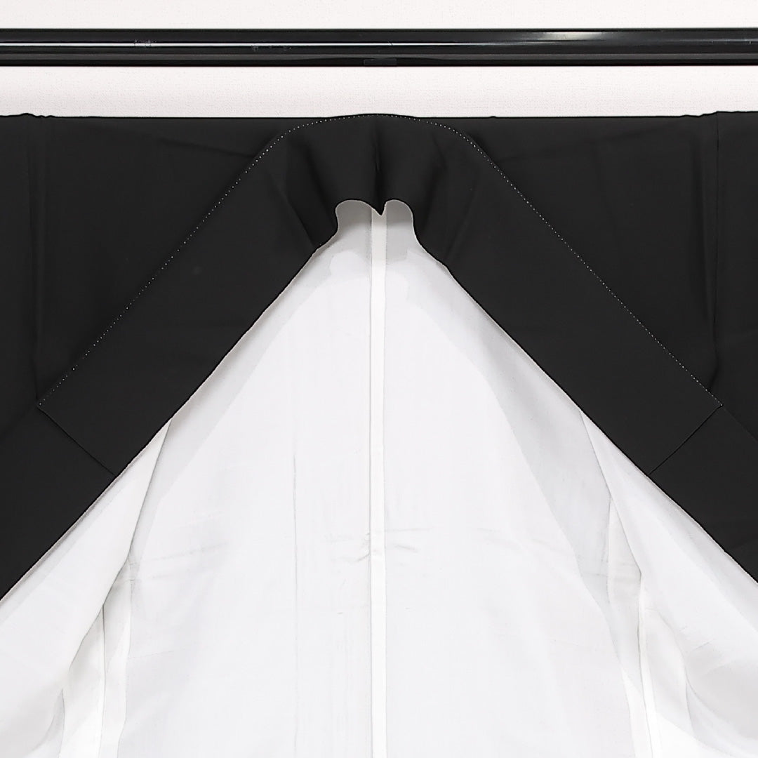 黒紋付 五つ紋 五三桐 身丈172cm 裄丈70cm Sランク 正絹 袷 広衿 2XL フォーマル 黒系 1299-F0587