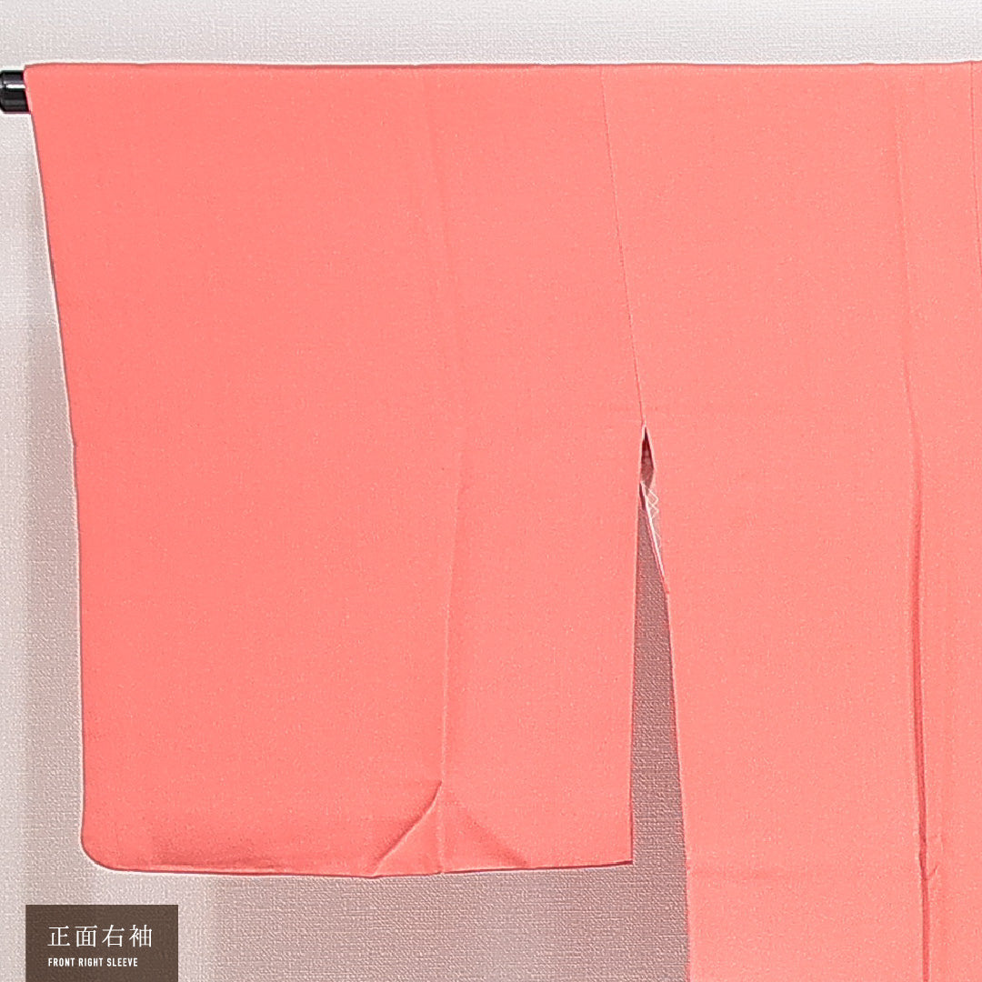 道行コート 袷 身丈81cm 裄丈64cm 正絹 Sランク Mサイズ フォーマル ポケットあり 絵羽羽織 波 ピンク系 朱系 1263-14767
