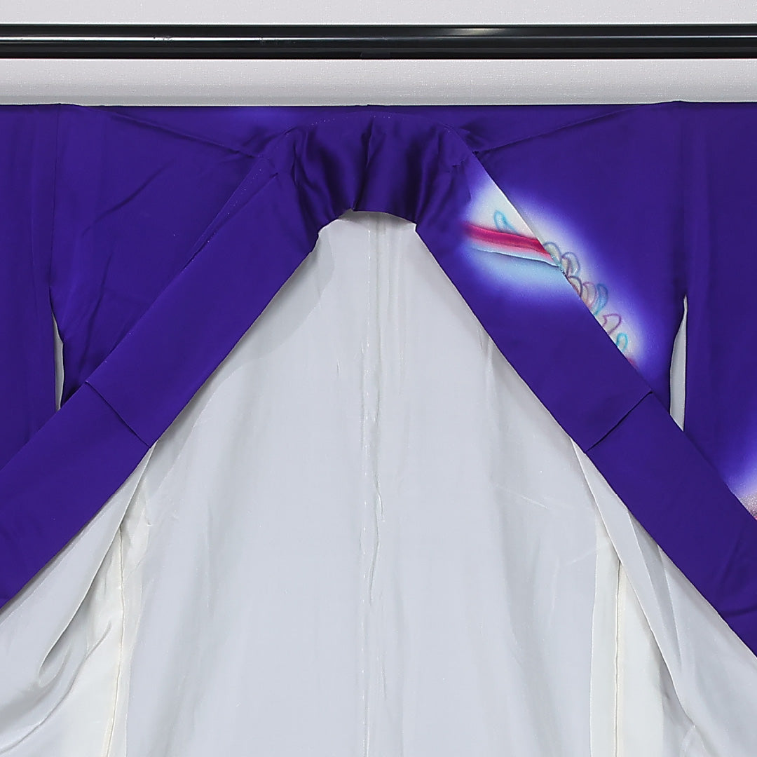 振袖 身丈167cm 裄丈68.5cm Sランク 袷 正絹 M 広衿 モダン ぼかし 蝶 吉祥文様 青系 1213-F0431
