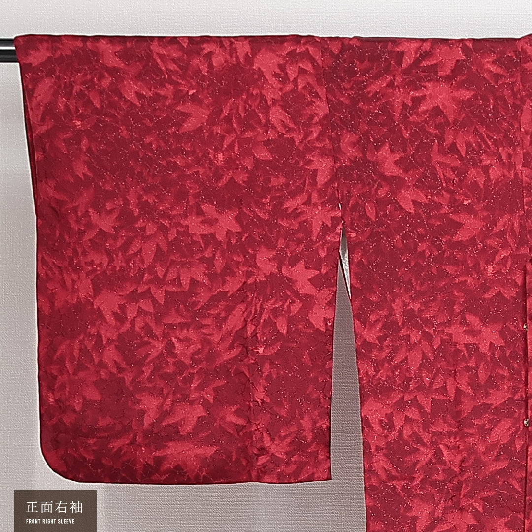 道行コート 袷 身丈81cm 裄丈65cm 正絹 Aランク セミフォーマル Mサイズ 紅葉 赤系 HP 1237-14811