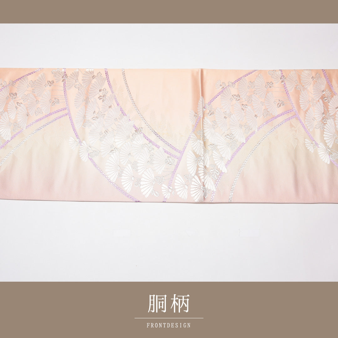 袋帯 帯丈426cm 正絹 六通 フォーマル 花扇 ピンク系 1243-01317
