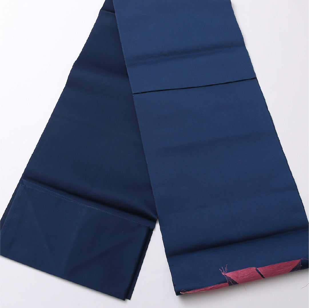 八寸 名古屋帯 帯丈359cm 松葉仕立て ポイント柄 Sランク カジュアル 正絹 切嵌め 本革 上品 優しい 青系 1224-02774